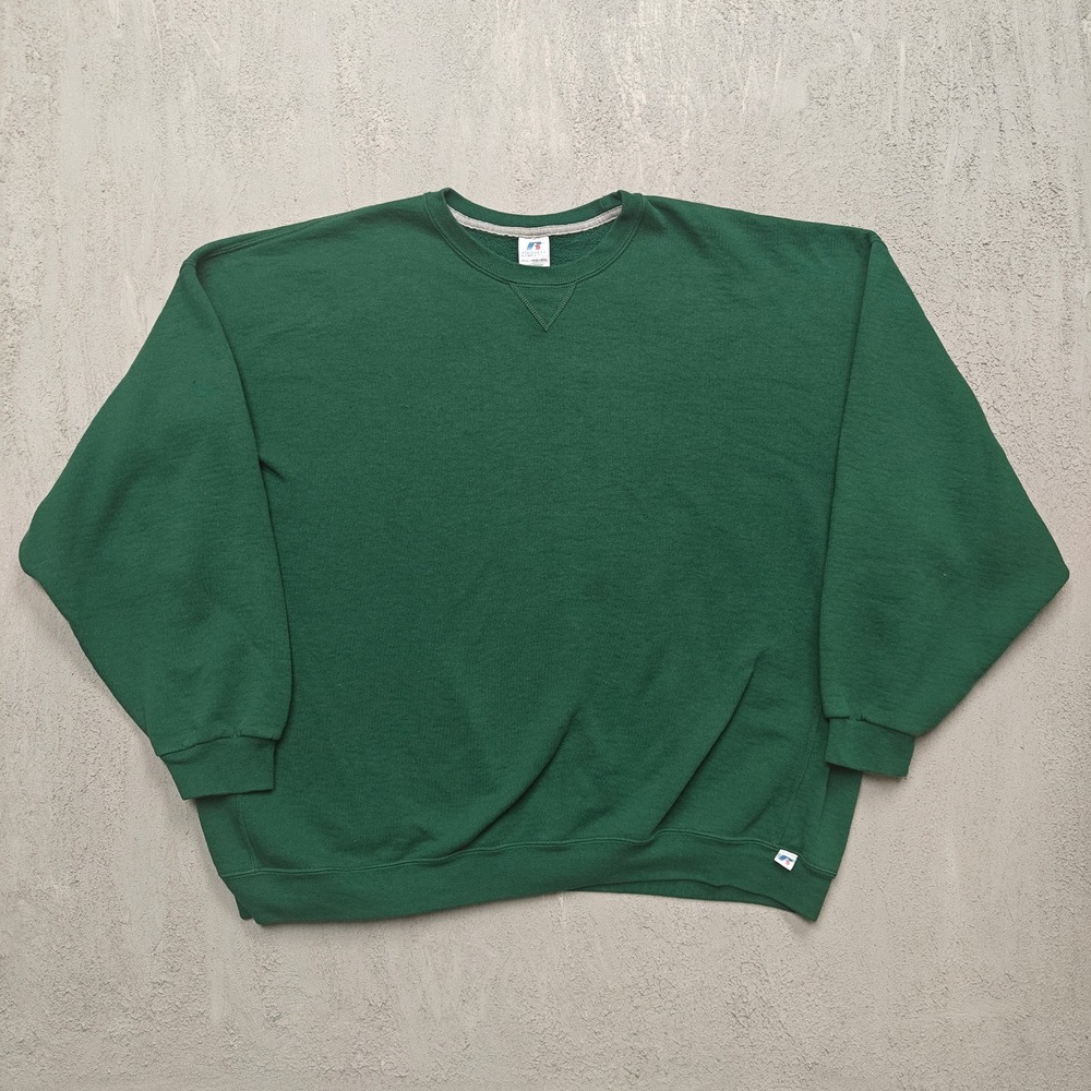 Vintage blank Russell Athletic Crewneck Sweatshirt Mens 4XL Green 2000s y2k